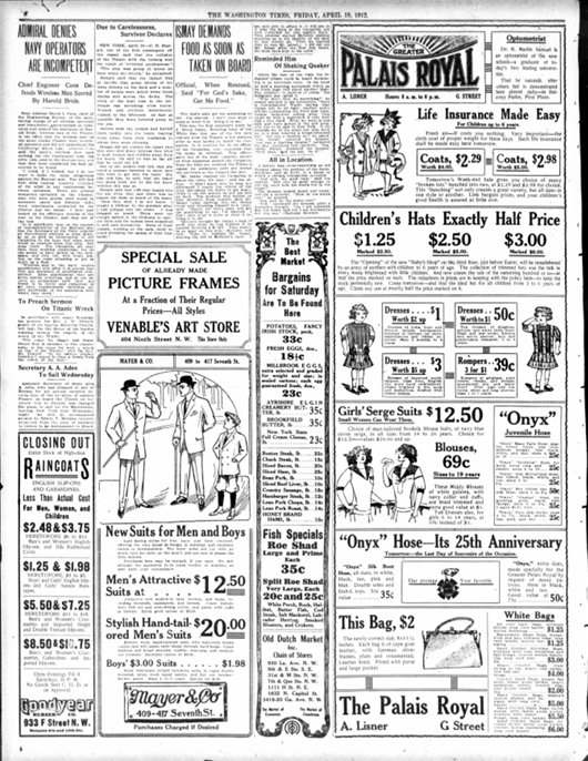 The Washington Times du 19/04/1912